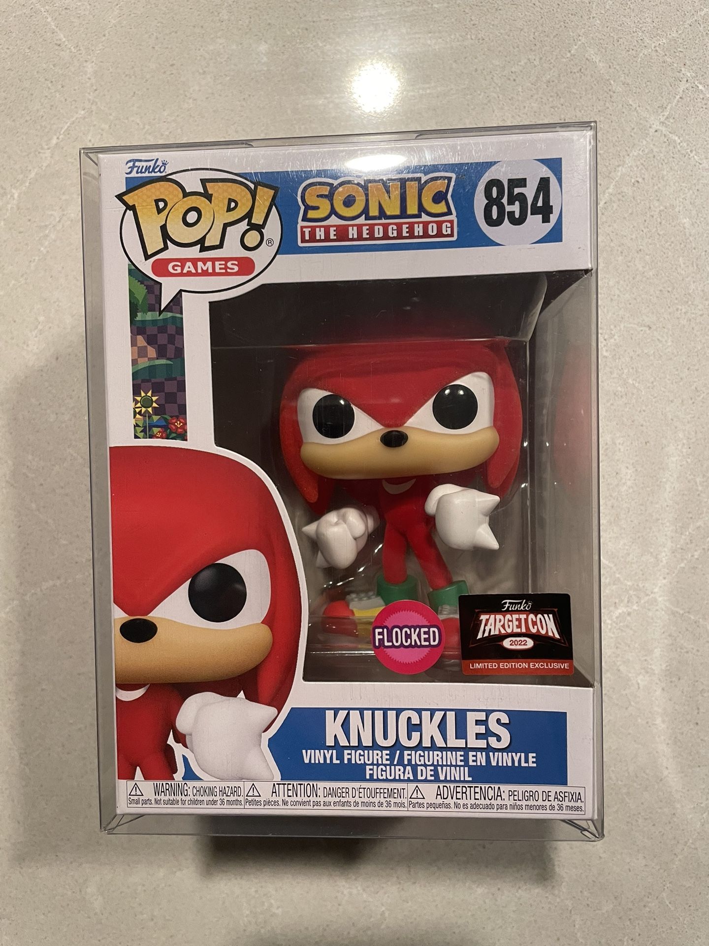 Flocked Knuckles Funko Pop *MINT* 2022 Target Exclusive Sonic The Hedgehog Games 854 with protector TargetCon Tails SEGA Nintendo Sony PlayStation