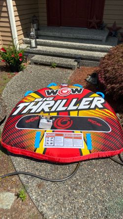 Wow Sports Big Thriller Deck Tube - 1-2 Person, 340 lb Capacity, Inflatable Boat Tube and Pump