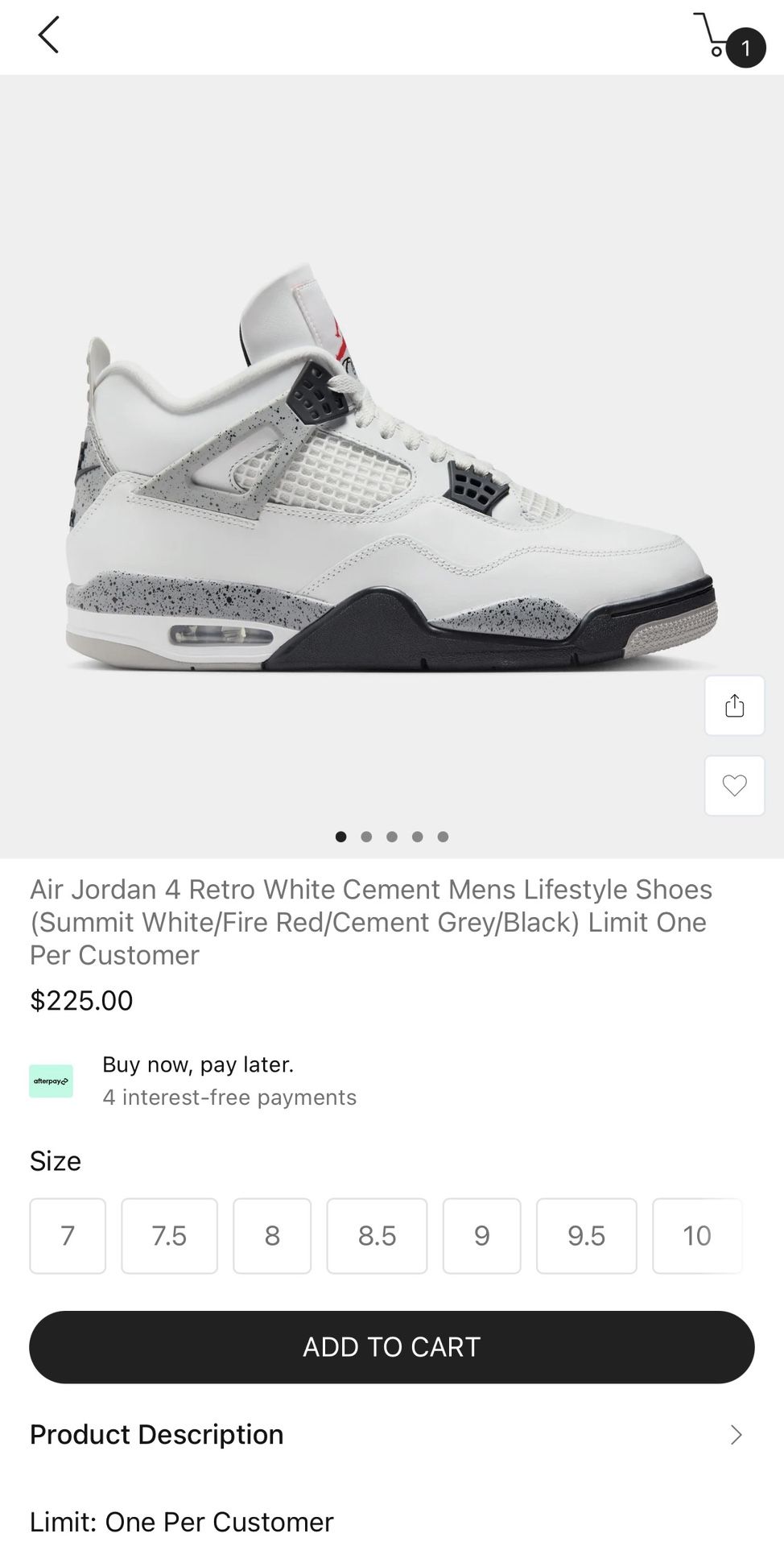 Jordan 4 Cement Dead Stock