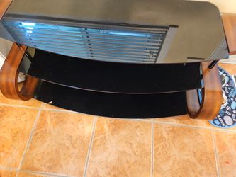 Glass Top TV Stand Wood Frame