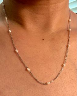 Fresh water Pearl Station Chain Necklace