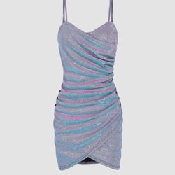NWT CIDER Sweetheart Iridescent Sparkly Glitter Eras Mini Dress Juniors M