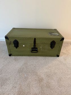 Olive Green Military Style Storage Trunk