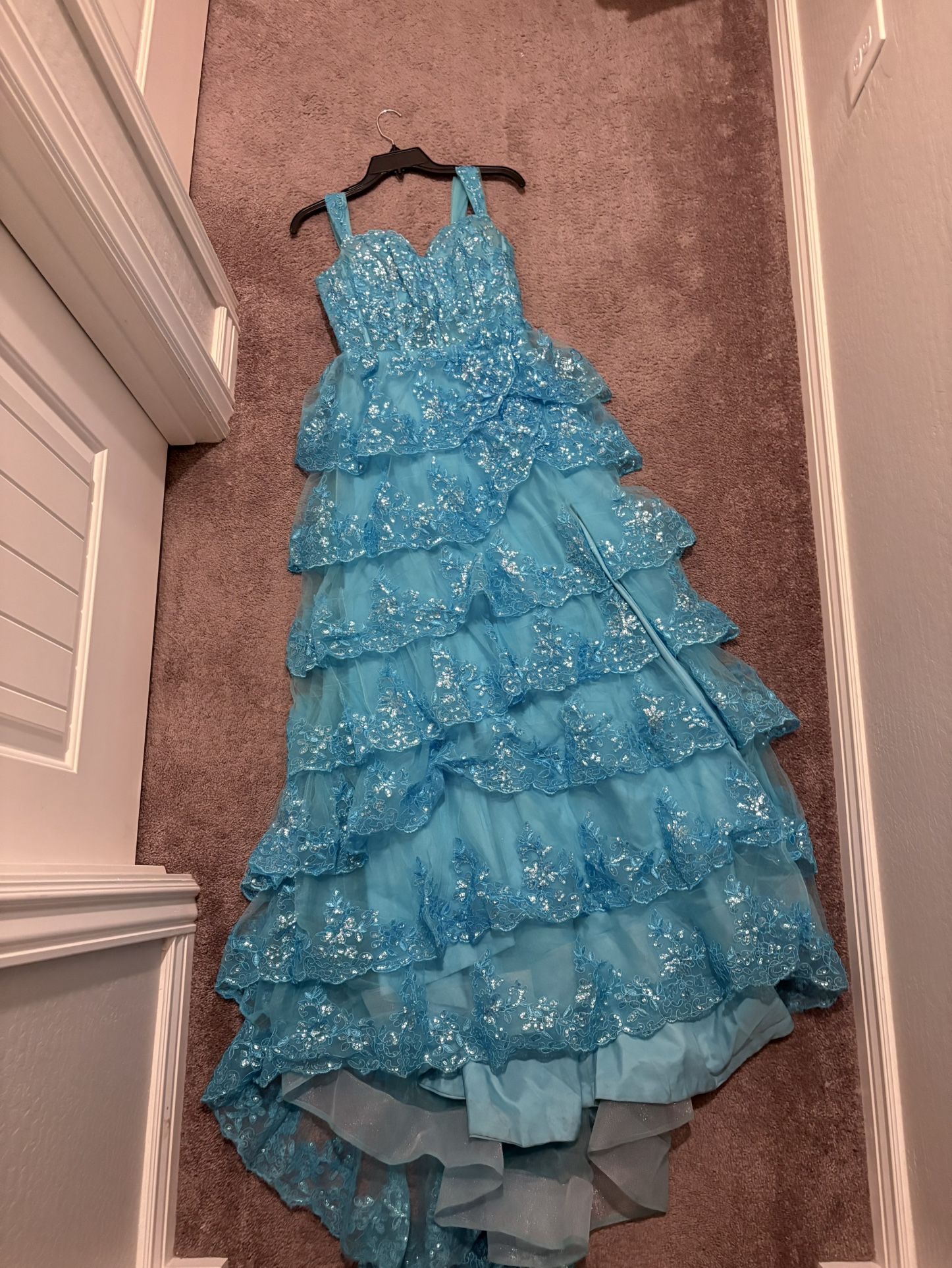 Blue Lace Maxi  Formal Dress