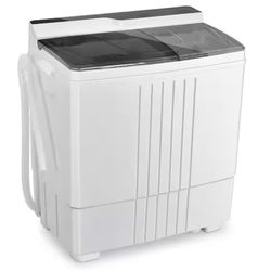2.4 cu.ft. Portable Compact Mini Twin Tub Washing Machine Drain Pump Spinner Washer and Dryer Combo in White