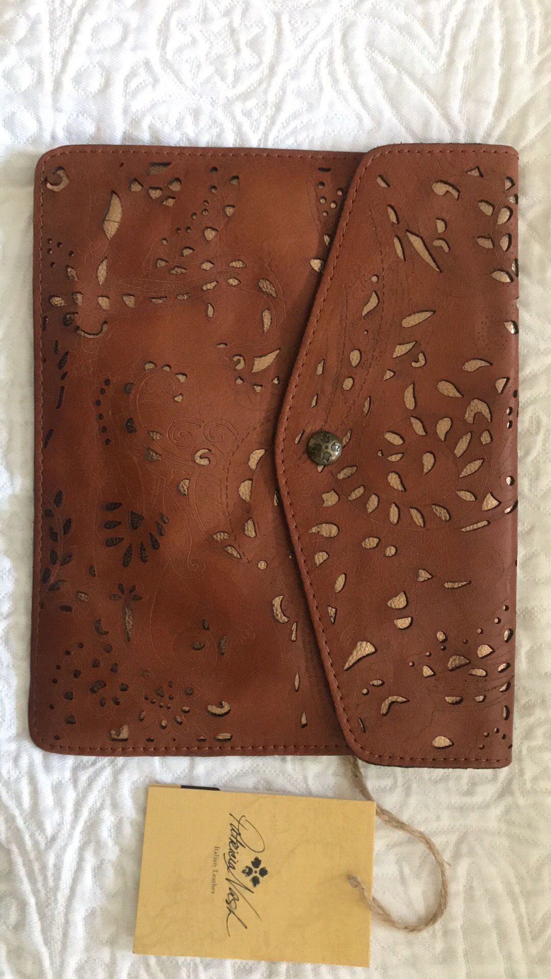 Leather designer clutch purse