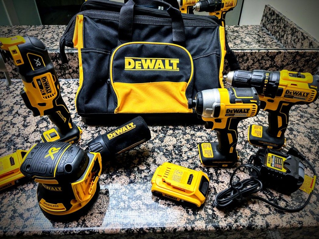 Set Of 4 20v Dewalt Powertools Including 2 Batteries, Charger, And Bag