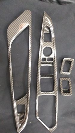 Carbon fiber door window lifter button frame cover for bmw x5 2014 to 2018