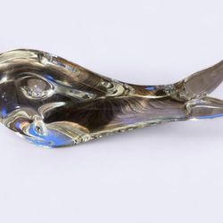 MURANO ITALY ART GLASS  6" WHALE PAPERWEIGHT FIGURINE VINTAGE MODERN