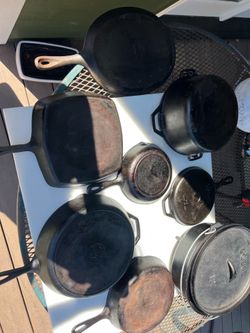 Cast Iron Cookware Lot – Multiple Lodge Pieces – Dutch Oven, Skillets & More