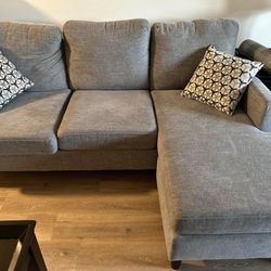 Light Gray Stark Modern 80” Sectional Sofa with Reversible Chaise by Living Spaces