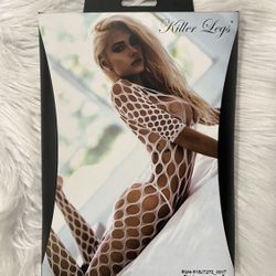 White Sexy Full Body Fishnet Hollow Lingerie One Piece Uniform