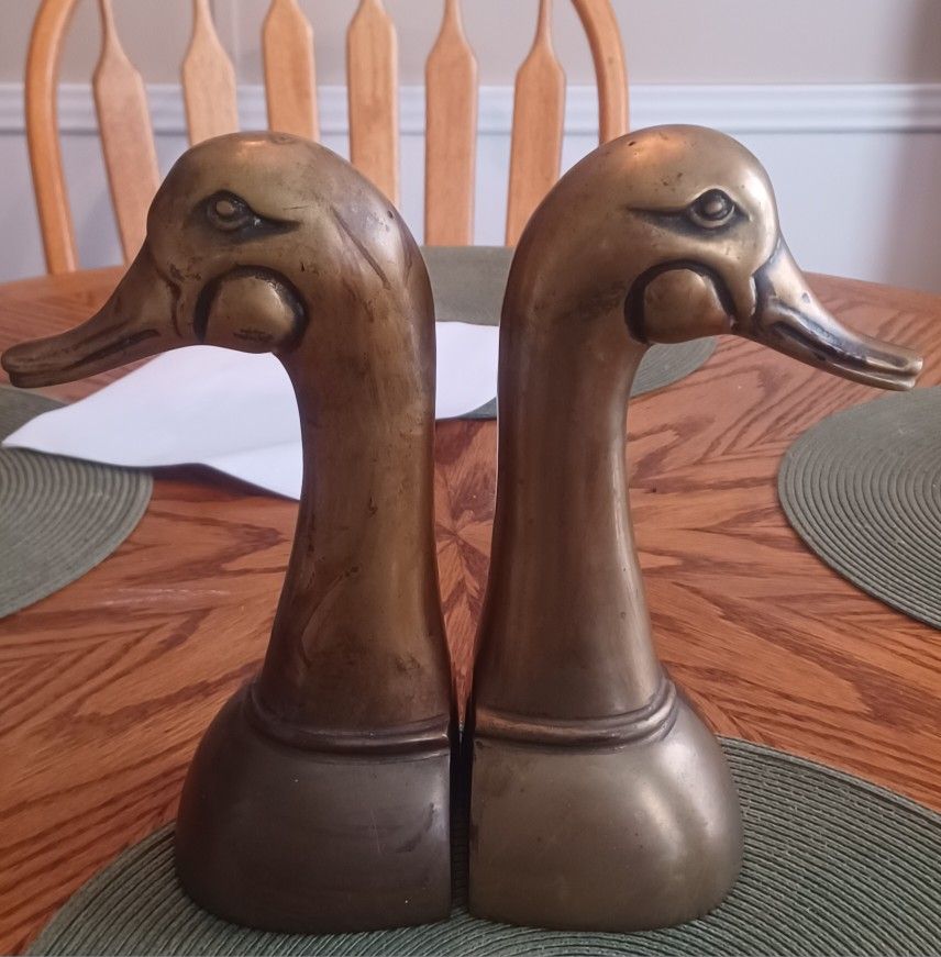 Vintage Brass Duck Bookends
