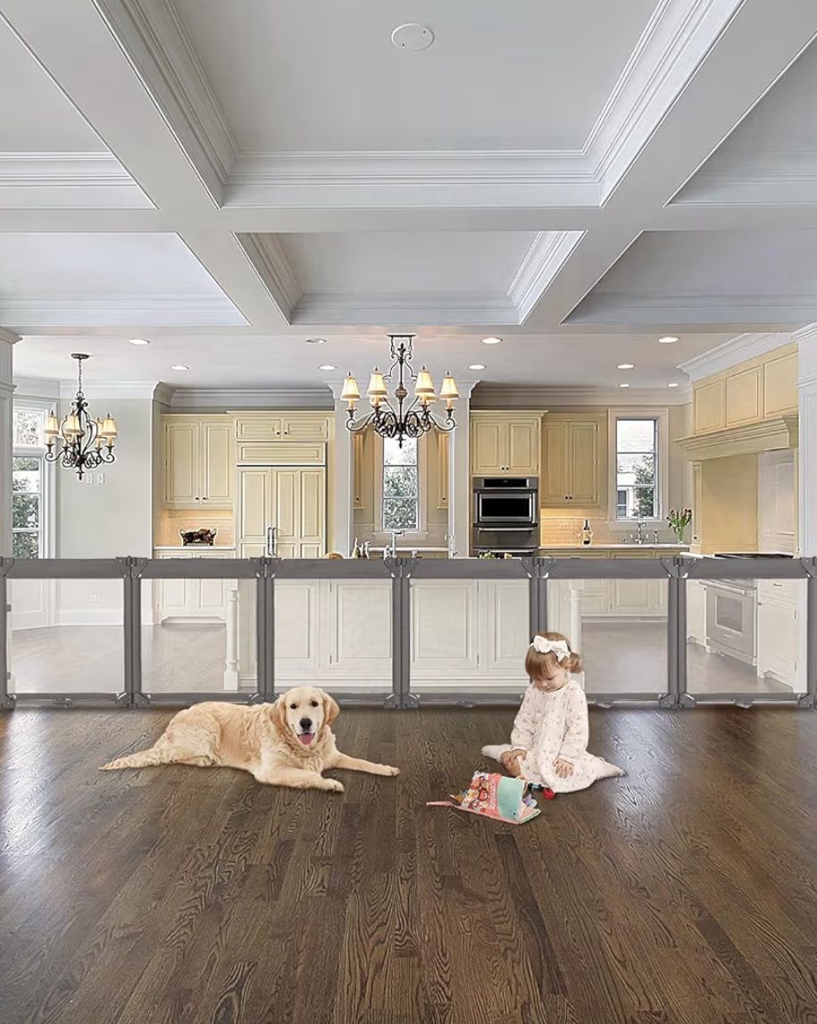 Extra Wide Baby Gate Playpen with Heat-Resistant Mesh