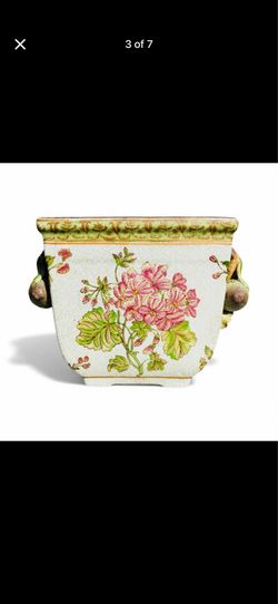 vintage Chinoiserie 3D fruits and flowers porcelain planter