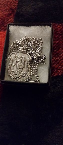 Saint Michael silver pendant