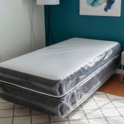 New TWIN SIZE MATTRESS WITH BOXSPRING SET COLCHONES NUEVOS INDIVIDUALES TWIN BED 