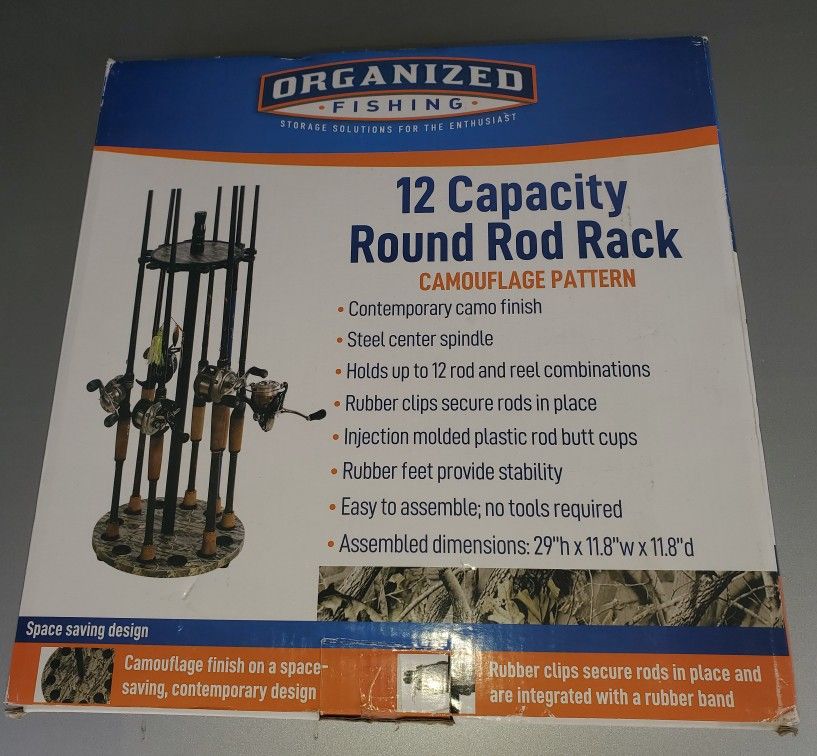 12 Capacity Round Rod Rack By Organized Fishing