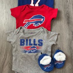 Buffalo Bills Boys Onesie Free Baby Slippers When Purchased 3pack 3-6m