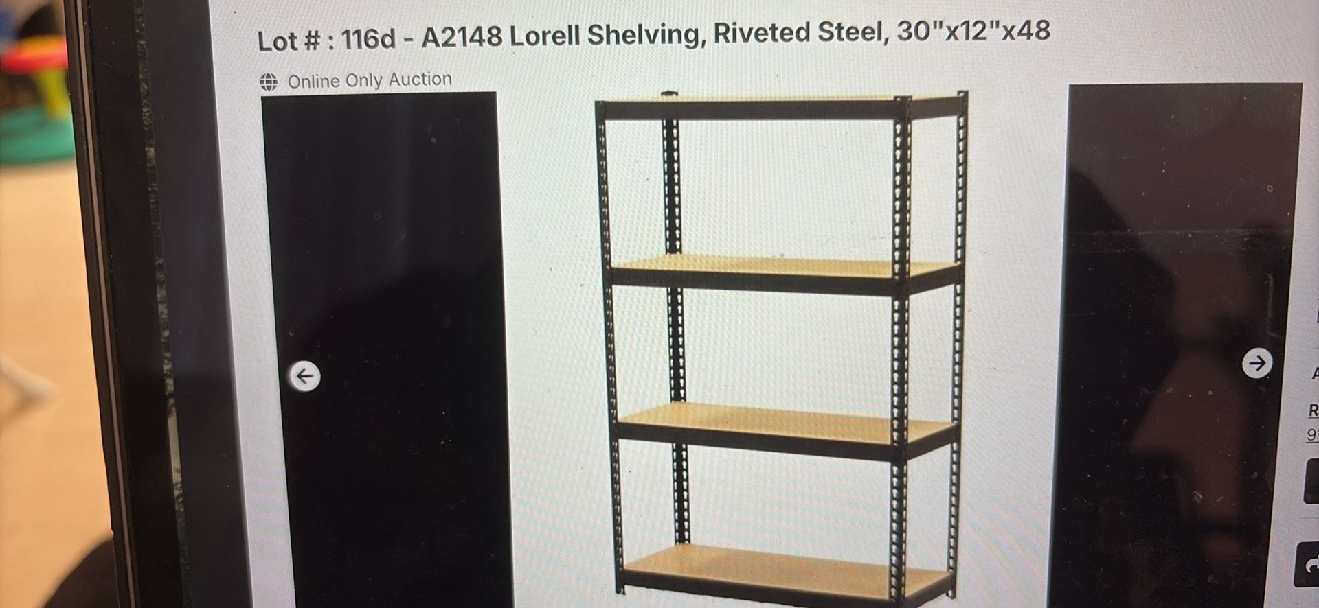 New Lowell Shelving, Riveted Steel, 30”x12”x48” (A2148)
