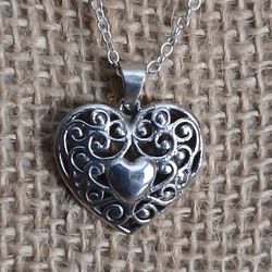 Sterling Silver Heart Pendant Necklace 