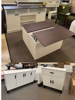 4pc Modern White Fluted Furniture Set | TV Stand + Buffet + Sideboard + Coffee Table | Brand New  | $499 FIRM  Brand new in box, never assembled, read