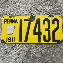 1911 Pennsylvania License Plate-114 Years Old