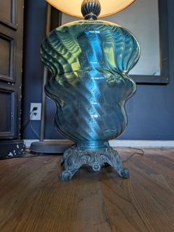 Vintage Hollywood Regency 3-Way Blue Table Lamp