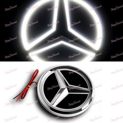 5D LED Car Tail Logo White Light Badge Emblem Light For Mercedes-Benz C S GLK AMG -(2-EM-LED-BENZ-R-5D-WH