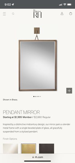 Restoration Hardware Pendant Mirror 36x48 (orig Cost $2400)