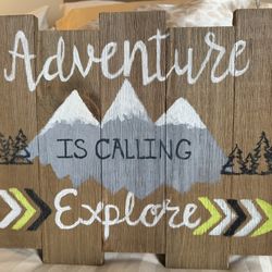12x16 Adventure Is Calling Sign, Real Wood