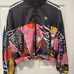 Adidas Women Vintage Style Crop Windbreaker Jacket Track Suit, M