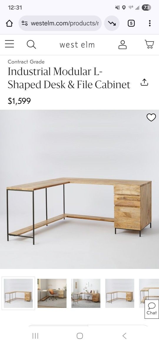 L Shaped Desk, Solid Mango Wood From West Elm