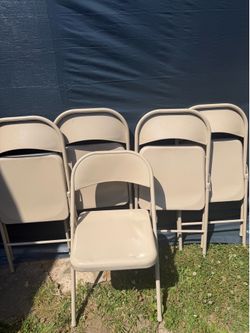 MECO Sudden Comfort All Steel Folding Chair Set, Chicory Lace Frame (Set of 5)