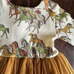 Kate Quinn Organic Cotton Long Sleeve Ranch Horse Party Tulle Dress 18-24m Fall