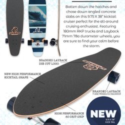 Layback cruiser Longboard!  New Skateboard 