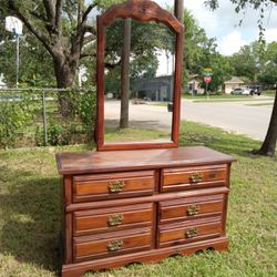 Wooden Dresser With Mirror / Vanity 