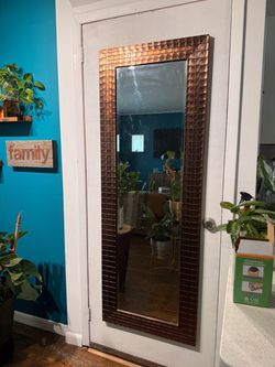 Large 64” x 24” Decorative Copper looking Mosaic Wall Mirror – $100