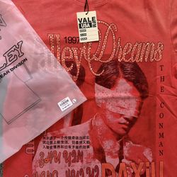 Vale Lives Valley Dreams Red Graphic T-Shirt Men Size L Red Graphic Tee NEW