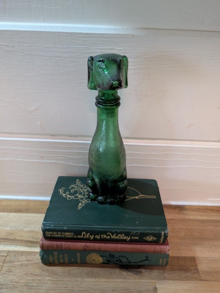 Vintage Green Dog Empoli Decanter Bottle