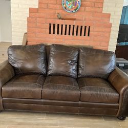Leather sofa OBO  matching Chair and Ottoman 