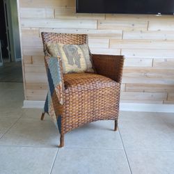 Adorable Rare  Armchair Made Of Natural Straw.