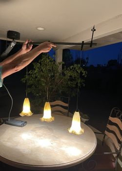 Vintage Light And Rail System - Hanging Light Fixture - Kitchen Or Patio Lights 