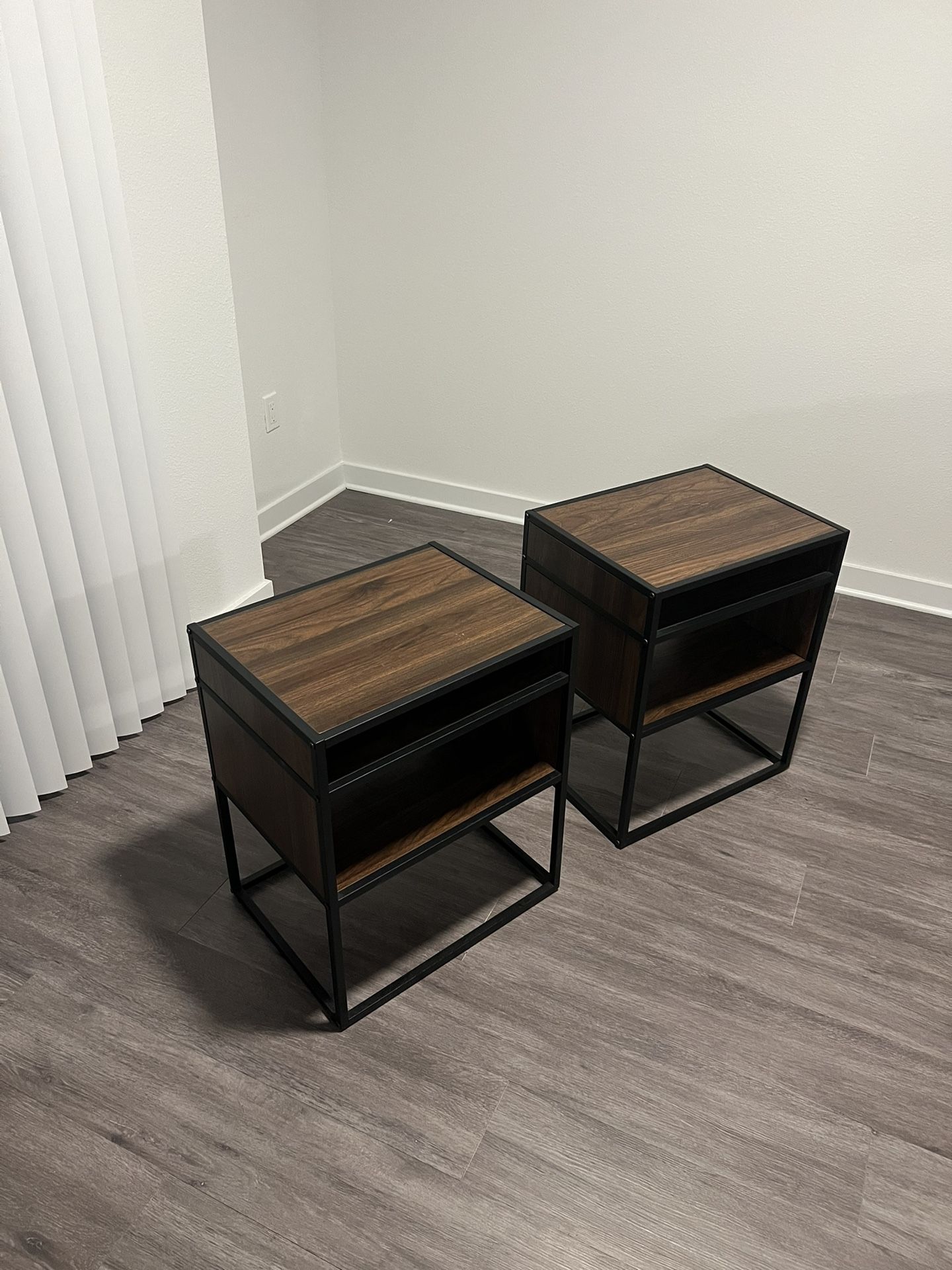 Pair of Modern/Wood Metal Side Tables β $50 (for both)