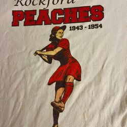 Vtg. Rockford Peaches 1(contact info removed) T Shirt (1995) Womens Ball Team  Size LARGE