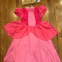 Princess Peach Super Mario Bros Girls Halloween Costume New Sizes 3-4 yrs and 6-7yrs
