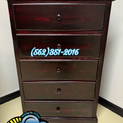 Cherry Five Drawer Pinewood Chest Dresser 