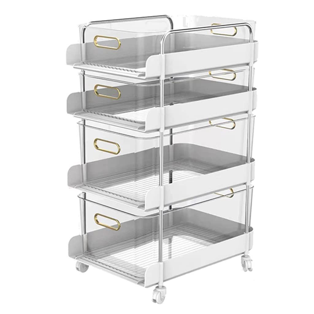 Rotating Kitchen Shelf Rack, Movable 4 Tier Fruit Vegetable Basket, Floor-Standing Storage Rack, for Kitchen Living Room Toilet,B,25 * 37 * 56.5cm