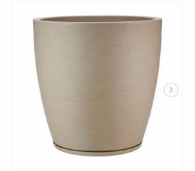 Amsterdan X-Large Beige Stone Effect Plastic Resin Indoor and Outdoor Planter Bowl