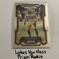 Luke Van Ness Green Bay Packers DE Prizm Card. 